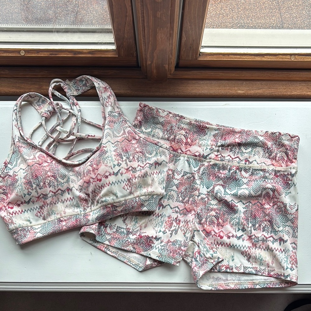 Patterned Sports Bra and Shorts Set